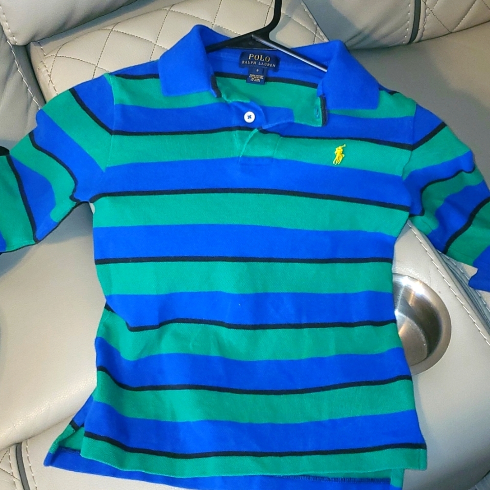 Kids Polo long sleeve shirt size 6 blue and green